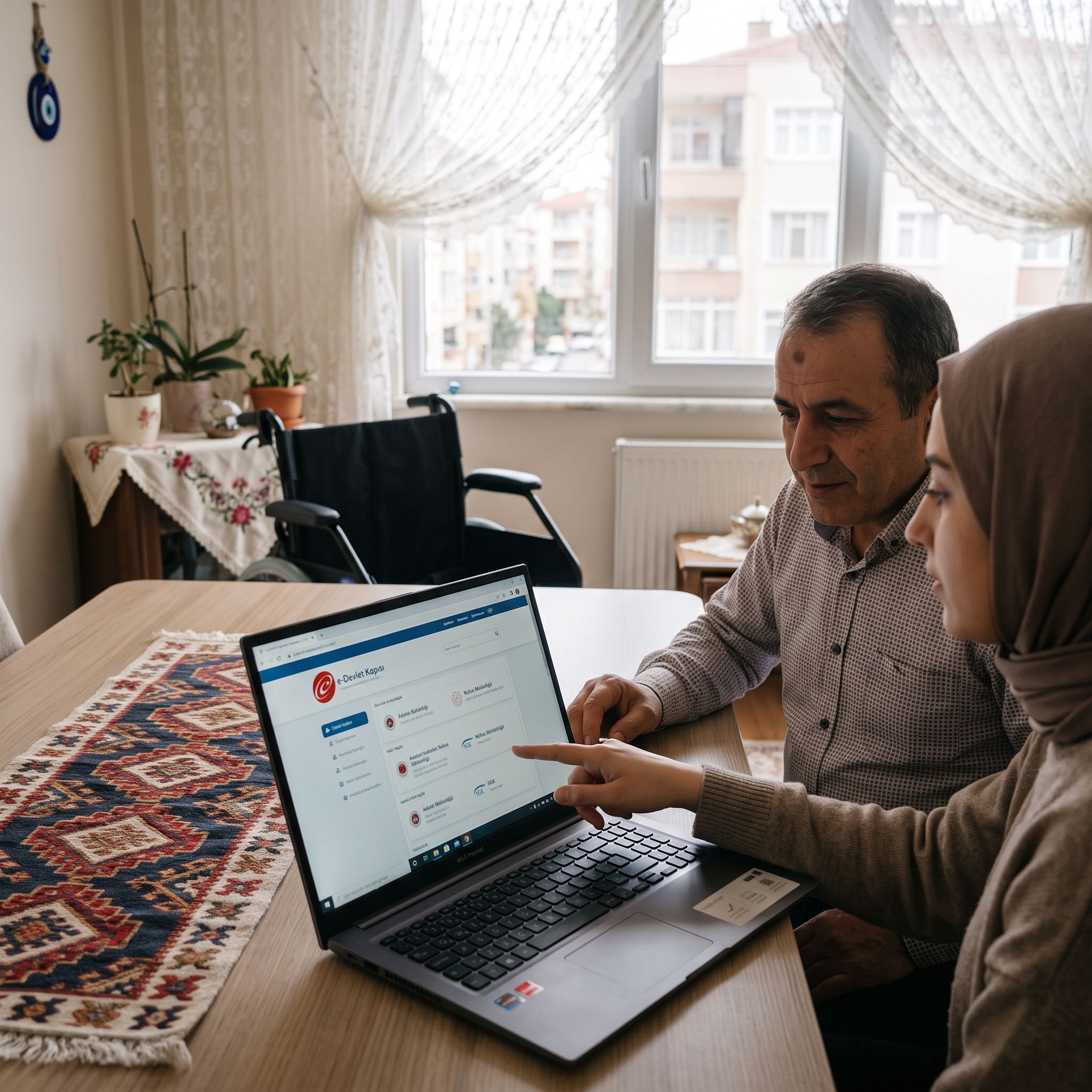 Tekerlekli sandalye başvurusunu e-Devlet üzerinden kontrol eden kullanıcı