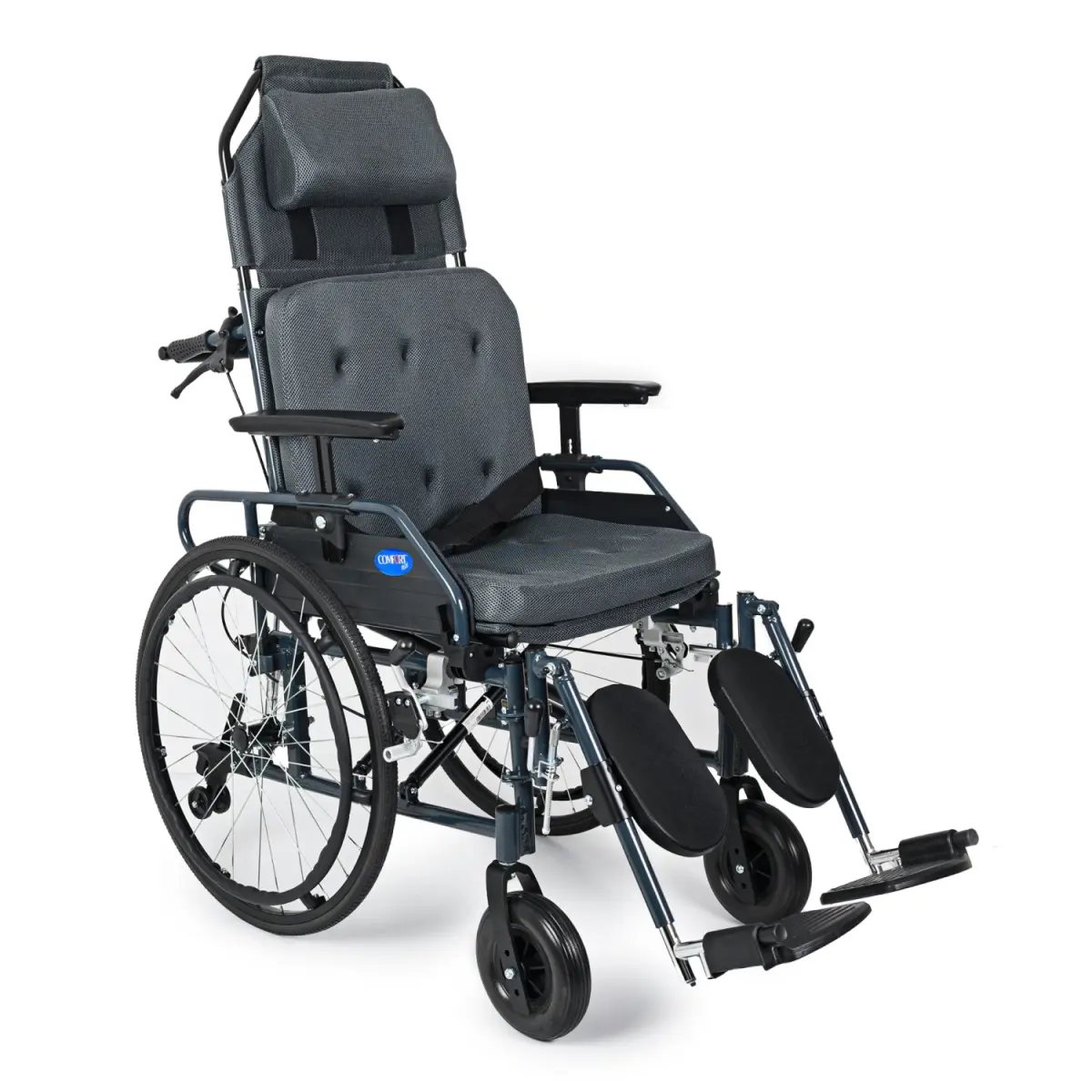 Comfort Plus PHW954LGC-46 Lux Alüminyum Özellikli Tekerlekli Sandalye (Baş Boyun Destekli, Baldır Destekli Ayaklar)